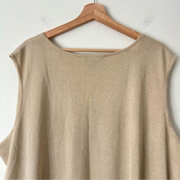 Ming Wang Metallic Gold Shimmer Tank Shell Top Plus Size 3X - Picture 7 of 10